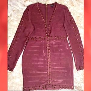 Pink Bandage Dress With Metal Detail